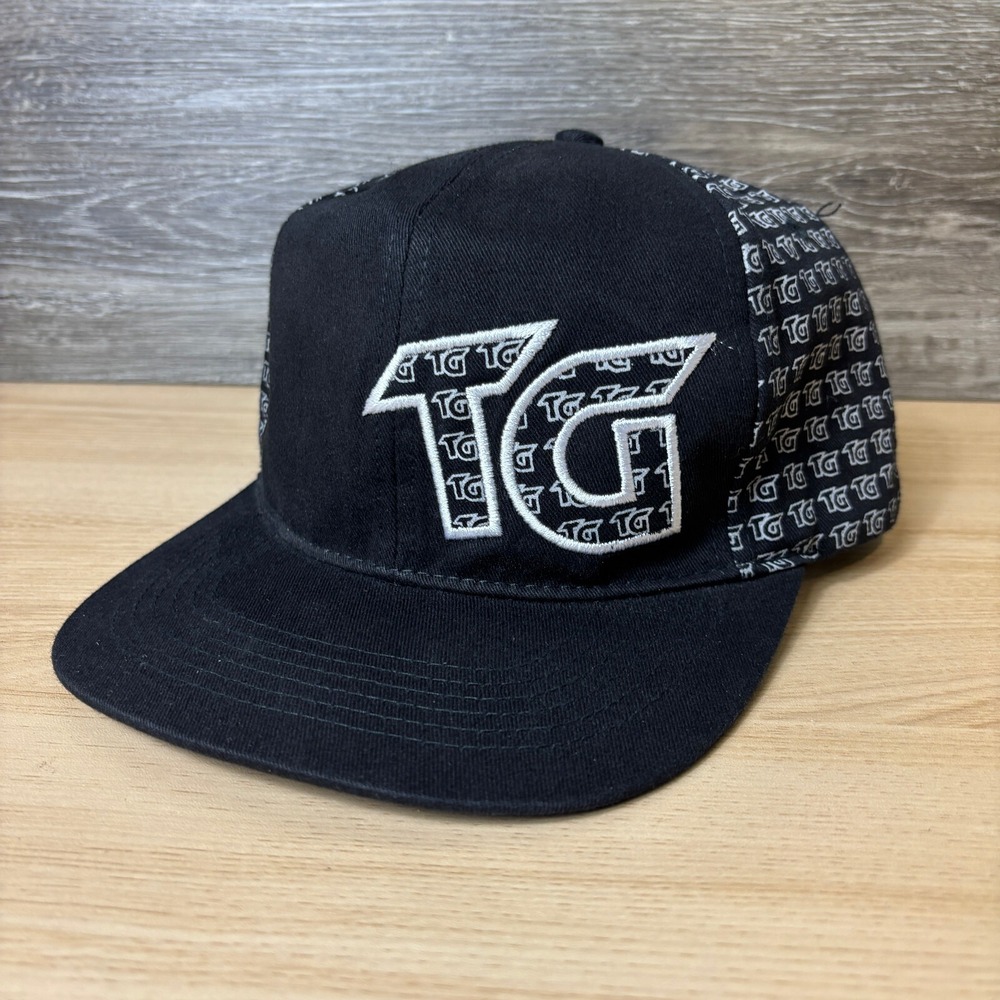 TG Hat Cap Snap Back‎ Black Trucker Print Adjustable